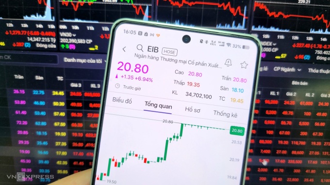Cổ phiếu Eximbank tăng kịch trần